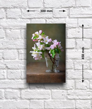 Постер «Натюрморт с веткой цветущей яблони», 30 см х 45 см