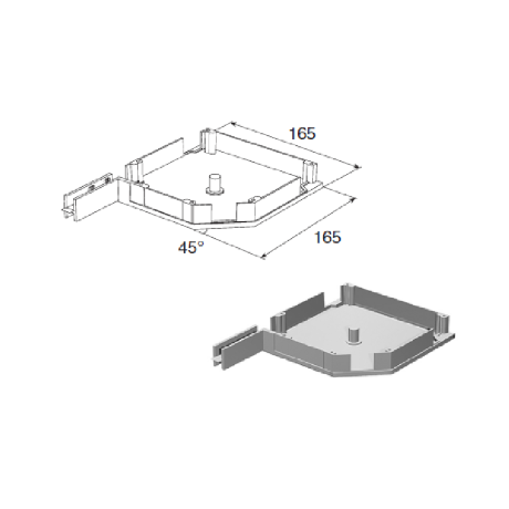 Крышка боковая высотой 165 мм для прямоугольного короба со скосом 45° (пара)