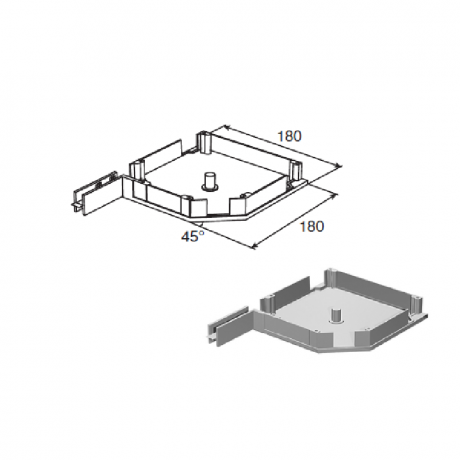 Крышка боковая высотой 180 мм для прямоугольного короба со скосом 45° (пара)