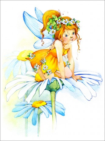 Постер - репродукция «Цветочная фея Ромашка», 30 см х 40 см