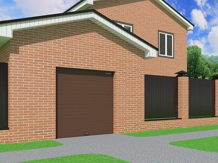 Ворота секционные серии RSD01SС, ширина 2500 мм, высота 2515 мм, коричневые RAL 8017, фактура доска