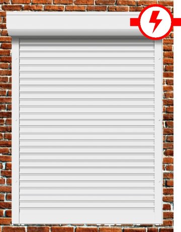 Рольставни из пенонаполненного алюминиевого профиля 45 мм с коробом 150 мм, электрическим приводом и верхним автоматическим замком