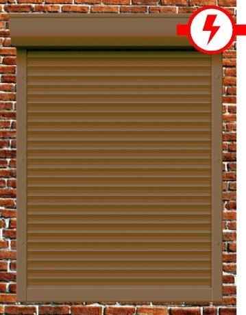 Рольставни из пенонаполненного алюминиевого профиля 45 мм с коробом 150 мм, электрическим приводом и верхним автоматическим замком