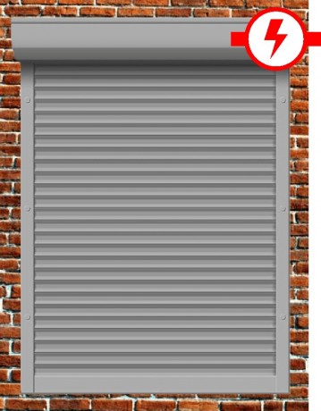 Рольставни из пенонаполненного алюминиевого профиля 45 мм с коробом 150 мм, электрическим приводом и верхним автоматическим замком